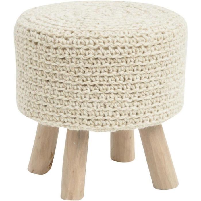 Libra Nomad Natural Knitted Stool Wool & Eucalyptus 1