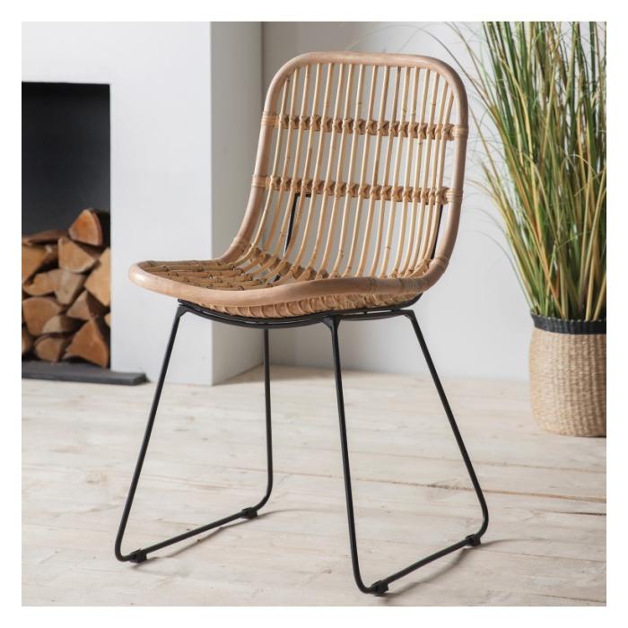 Pavilion Chic Santo Natural Rattan Dining Chair Set of 2 1