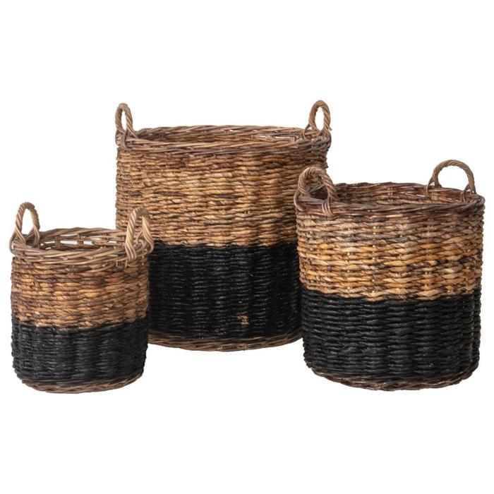 Pavilion Chic Embrey Set of 3 Baskets Black & Natural 1
