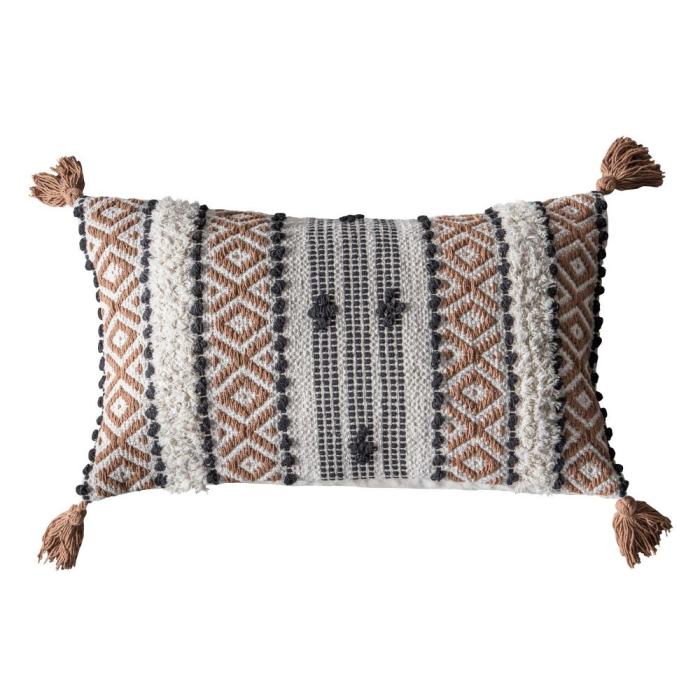 Canaria Patterned Cushion with Tassels 1