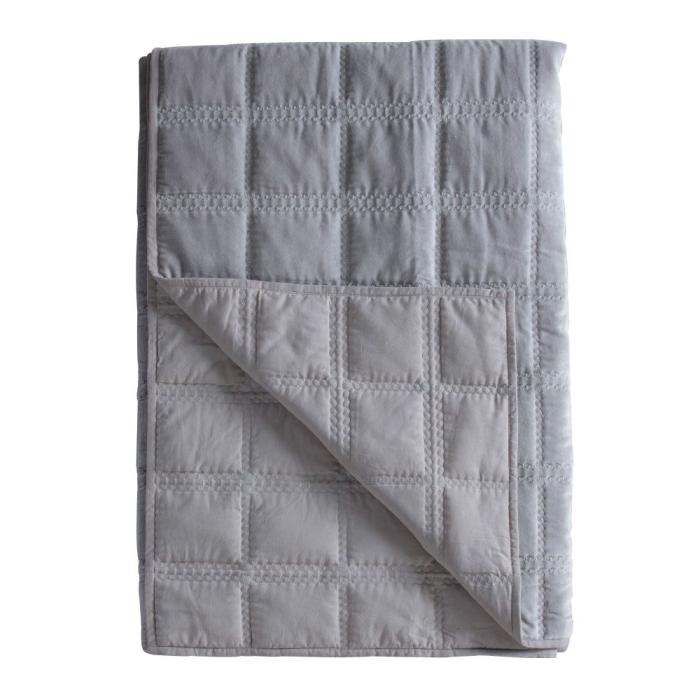 Julian Large Quilted Velvet Bedspread in Grey 1