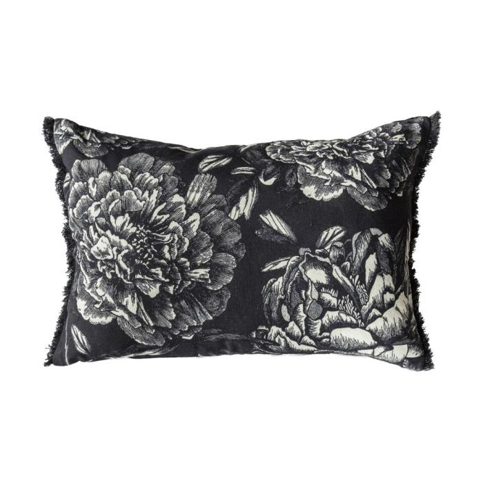 Flourish Black Floral Lumbar Cushion 1