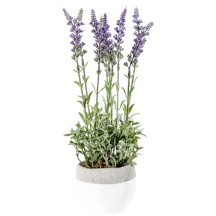 Pavilion Chic Artificial Lavender Lilac in White Pot H.35cm 1