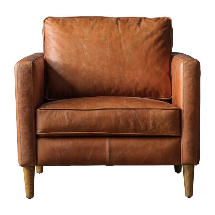 Pavilion Chic Fulham Armchair in Brown Leather 1