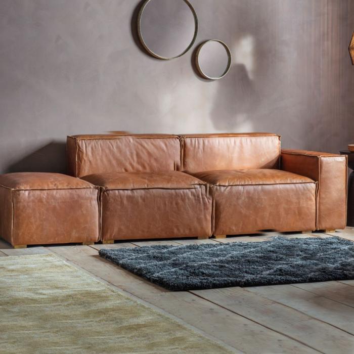 Pavilion Chic Neal Leather Sofa in Vintage Brown 1