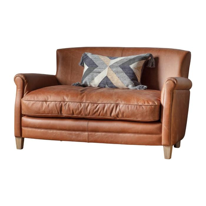 Pavilion Chic Ealing 2 Seater Sofa in Vintage Brown Leather 1