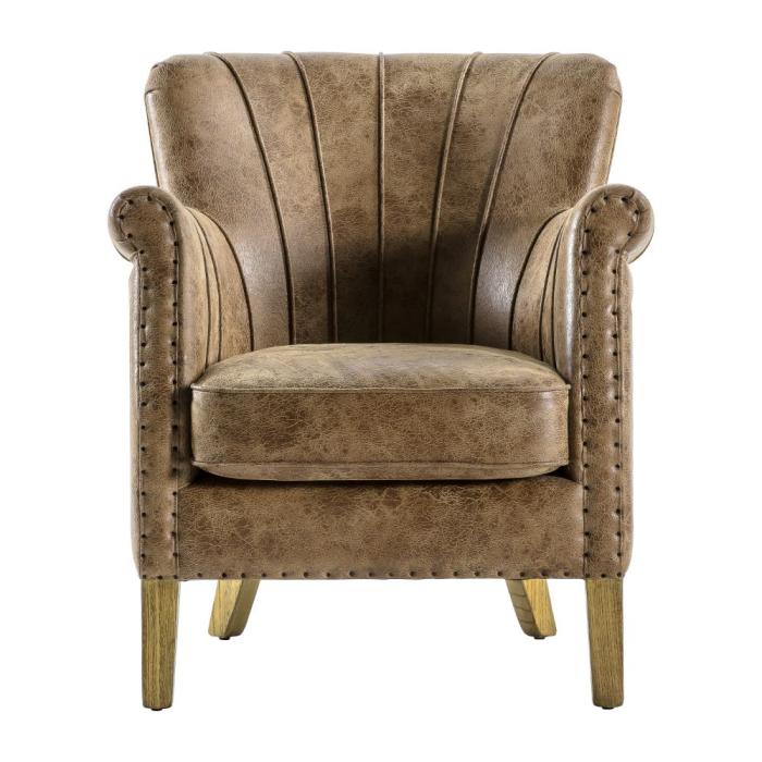 Pavilion Chic Bond Armchair in Brown Leather 1
