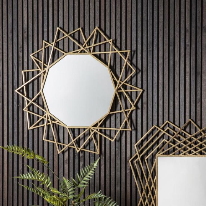 Withers Round Gold Geometric Mirror 1