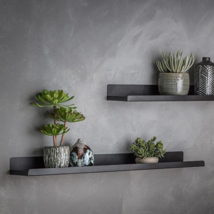 Ivybridge Black Metal Wall Shelf Large 2