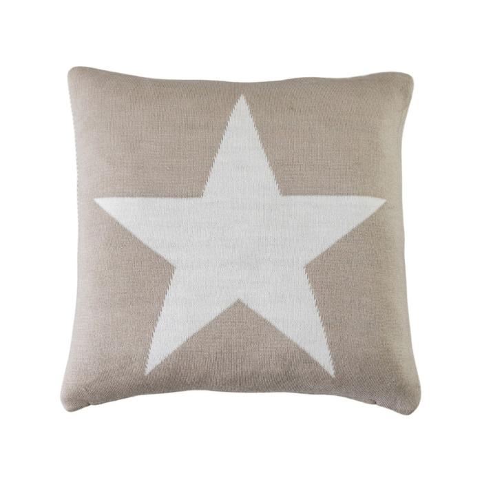 Pavilion Chic Star Knitted Cushion Taupe 45x45cm 1
