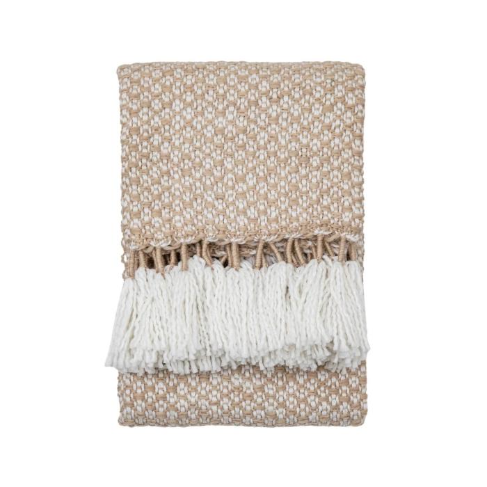 Woven Wrapped Tassel Throw Natural 1