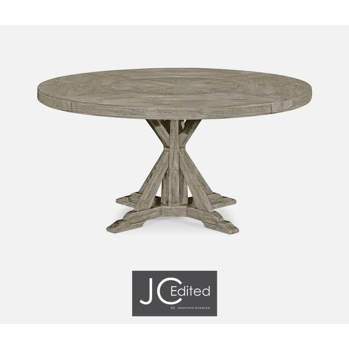 Jonathan Charles Small Round Dining Table Rustic on Bracket Base in Rustic Grey 2
