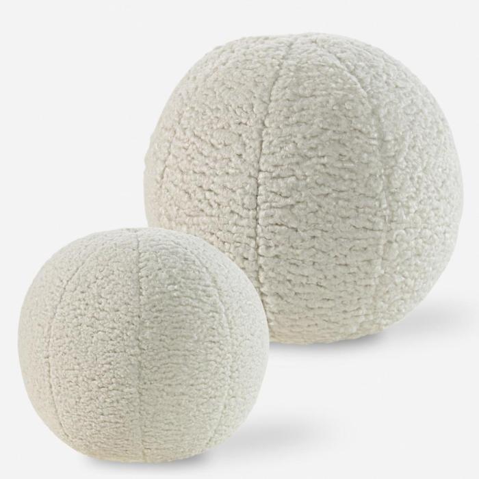 Uttermost Capra Ball Sheepskin Pillows, Set of 2 1