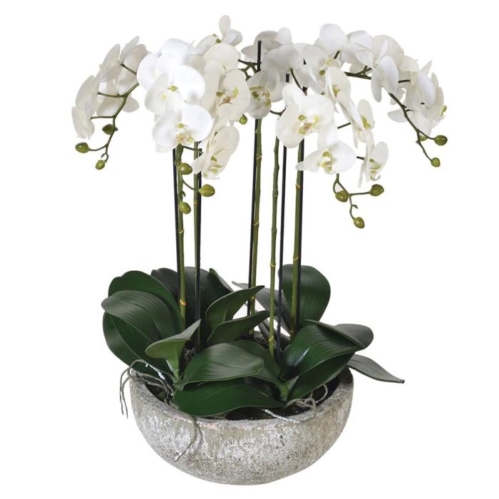 Large Artificial Orchid Arrangement in Stone Effect Pot 1
