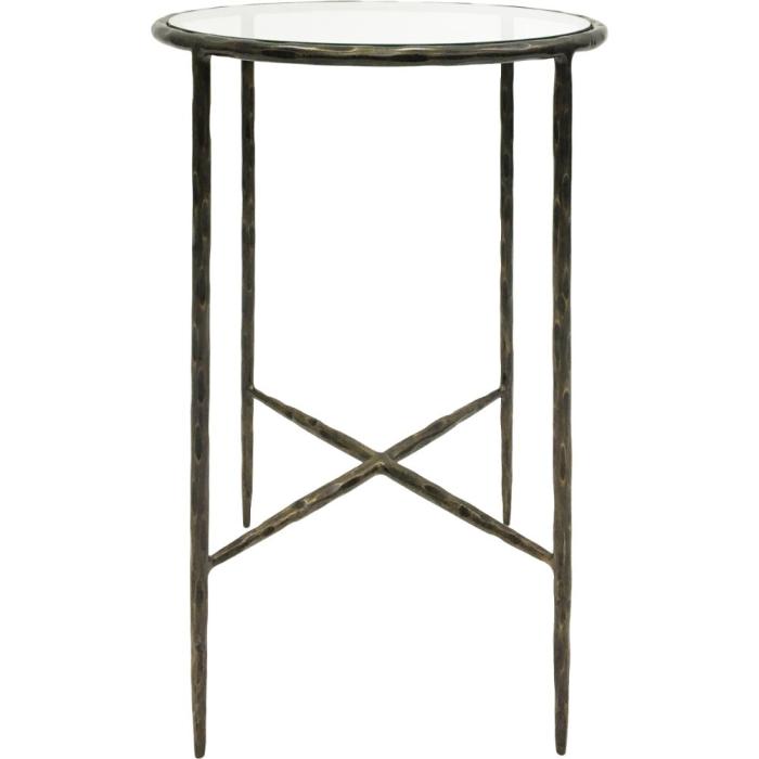 Libra Patterdale Hand Forged Iron Side Table with Glass Top Bronze 1