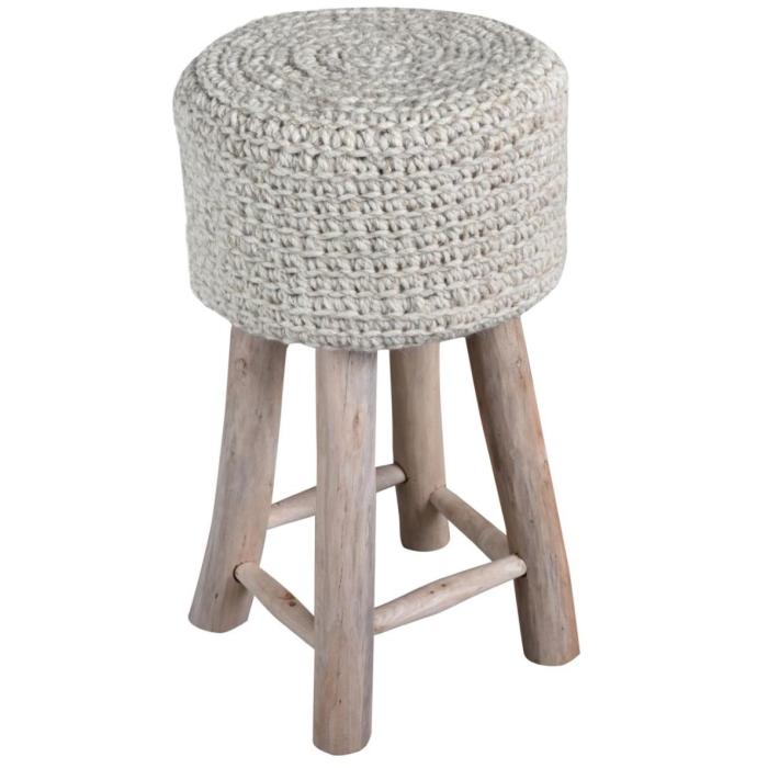 Libra Nomad Natural Knitted Wool Bar Stool in Beige Ivory 1