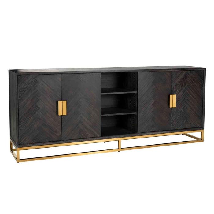 Richmond Blackbone Black and Gold Sideboard Cabinet with Shelves 1