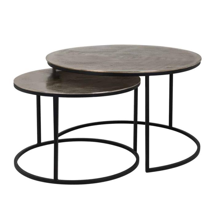 Asher Industrial Metal Coffee Table Set 1