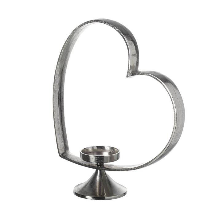 Parlane Candle Holder Heart Silver H.38m 1