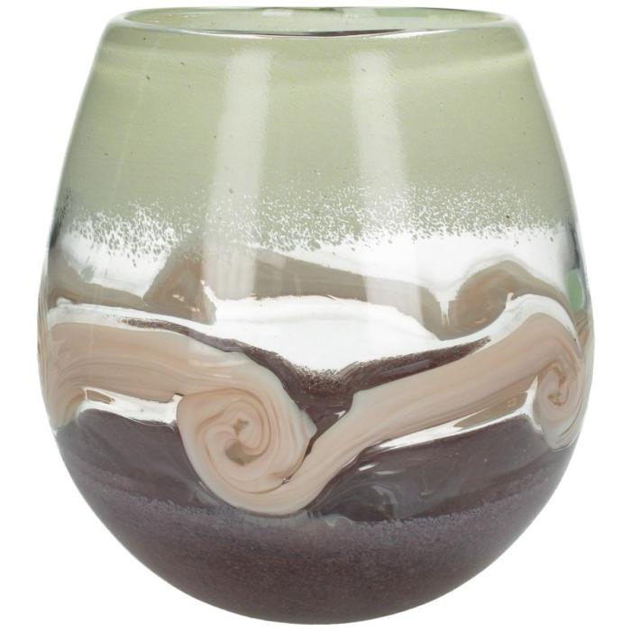 Vase Peach Swirl Glass H.21cm 1