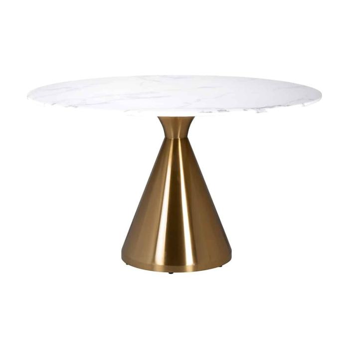 Tenille White Marble and Gold Dining Table 1
