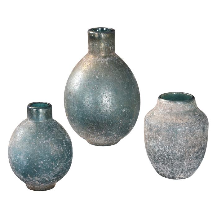 Uttermost  Mercede Weathered Blue-Green Vases S/3 1