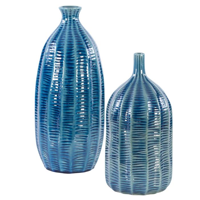 Uttermost  Bixby Blue Vases, S/2 1