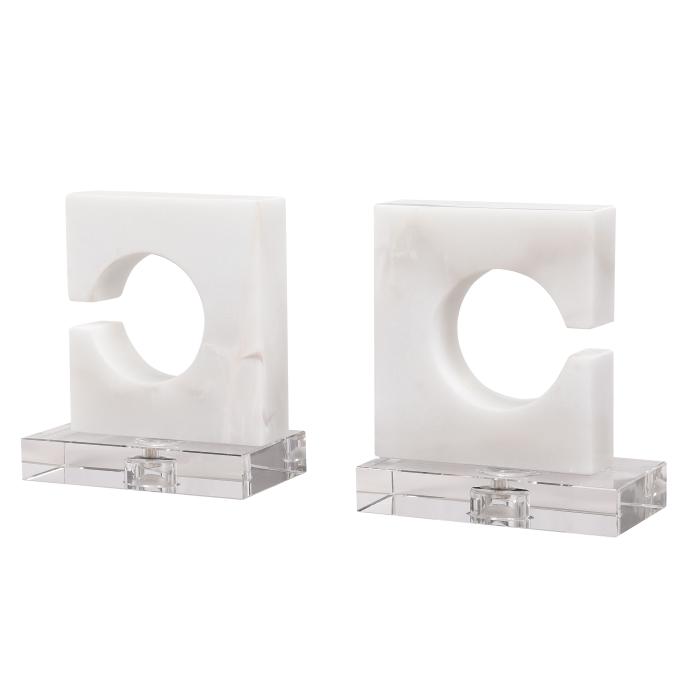 Uttermost  Clarin White & Gray Bookends, S/2 1