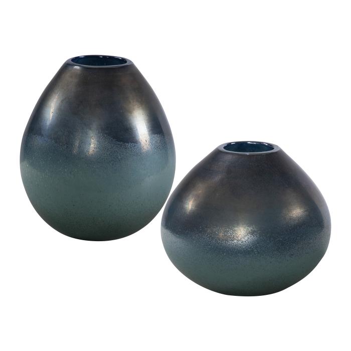 Uttermost  Rian Aqua Bronze Vases, S/2 1