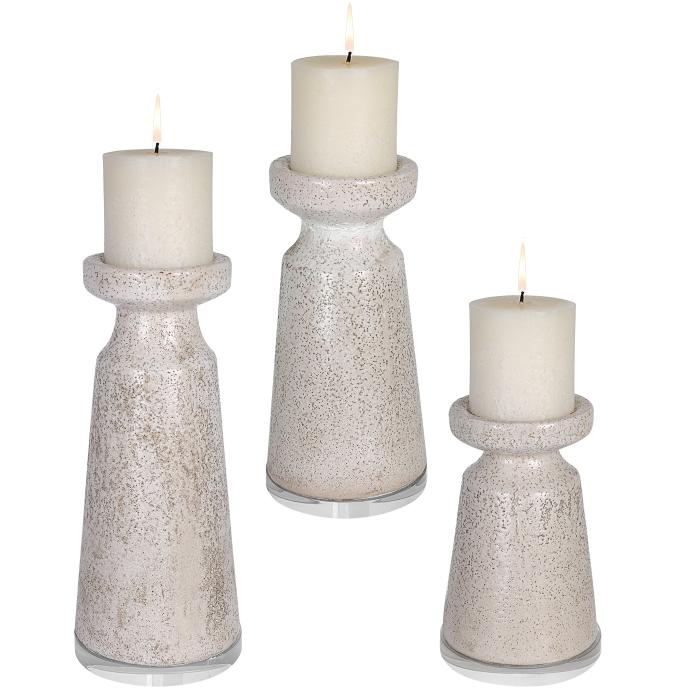 Uttermost  Kyan Ceramic Candleholders, S/3 1