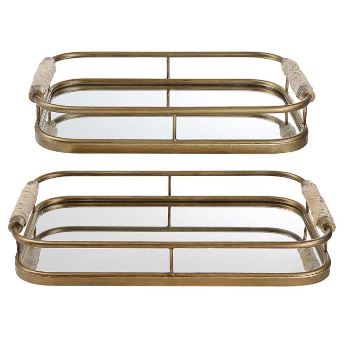 Uttermost  Rosea Brushed Gold Trays, S/2 1