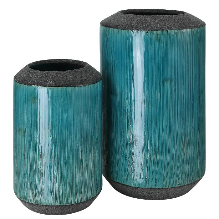 Uttermost  Maui Aqua Blue Vases, S/2 1