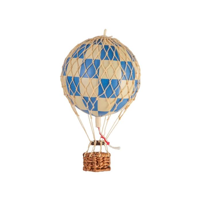 Floating The Skies Small Hot Air Balloon Check Blue 1