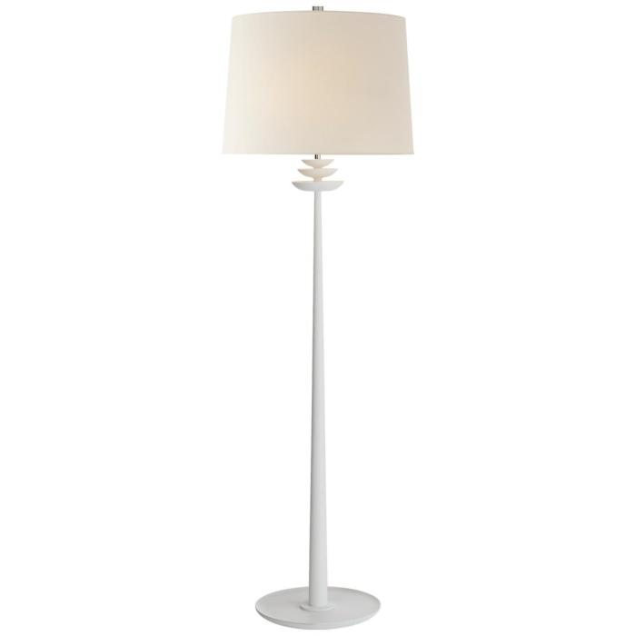 Visual Comfort Beaumont Floor Lamp in White with Linen Shade 1