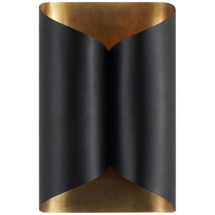 Visual Comfort Selfoss Wall Light in Black with Hand-Rubbed Antique Brass Interior 1