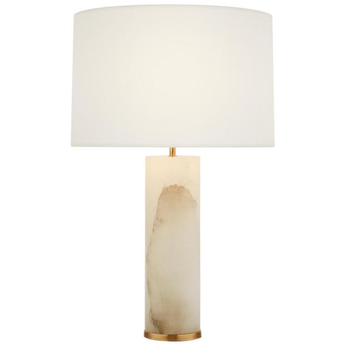 Visual Comfort Lineham Table Lamp in Alabaster with Linen Shade 1