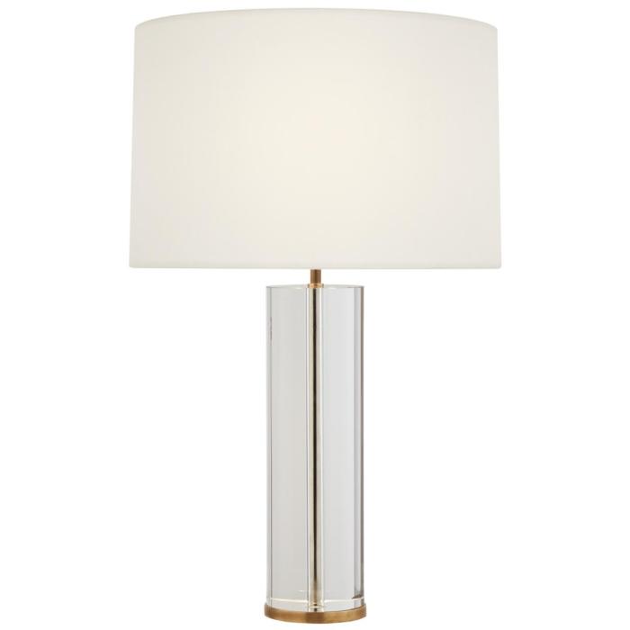 Visual Comfort Lineham Table Lamp in Crystal and Hand-Rubbed Antique Brass with Linen Shade 1