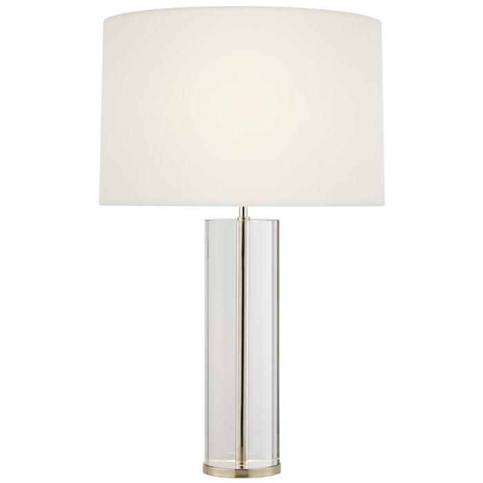 Visual Comfort Lineham Table Lamp in Crystal and Polished Nickel with Linen Shade 1