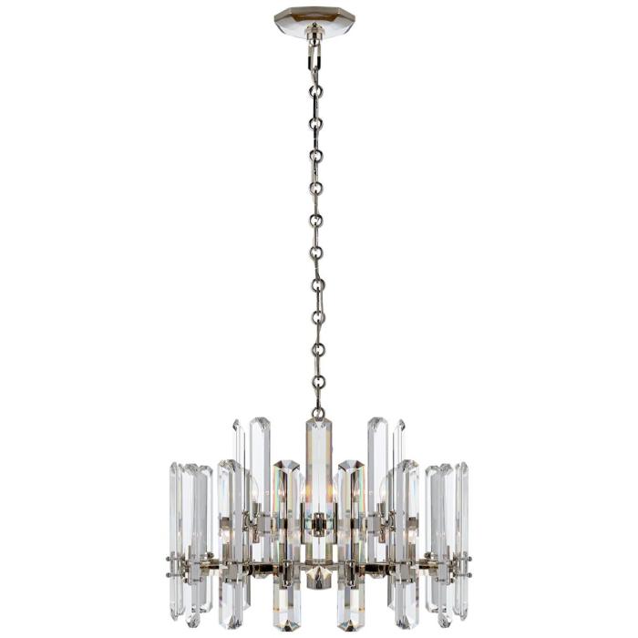 Visual Comfort Bonnington Chandelier in Polished Nickel with Crystal 1