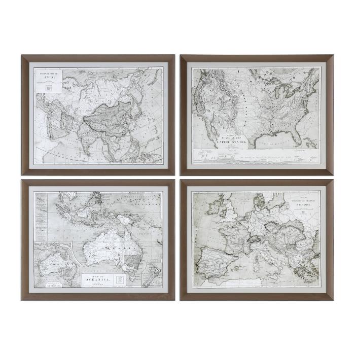 Uttermost  World Maps Framed Prints S/4 1