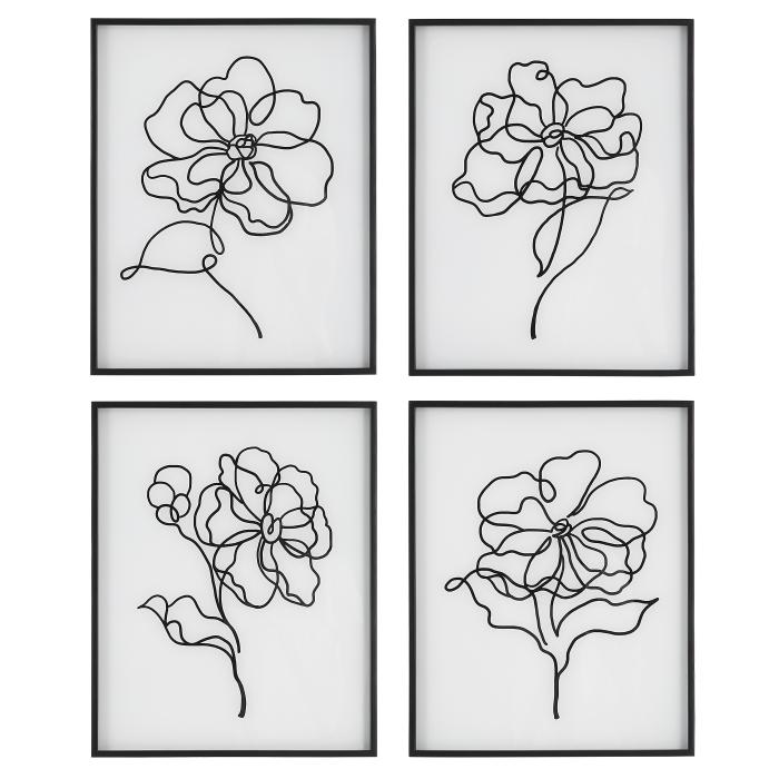 Uttermost  Bloom Black White Framed Prints, S/4 1