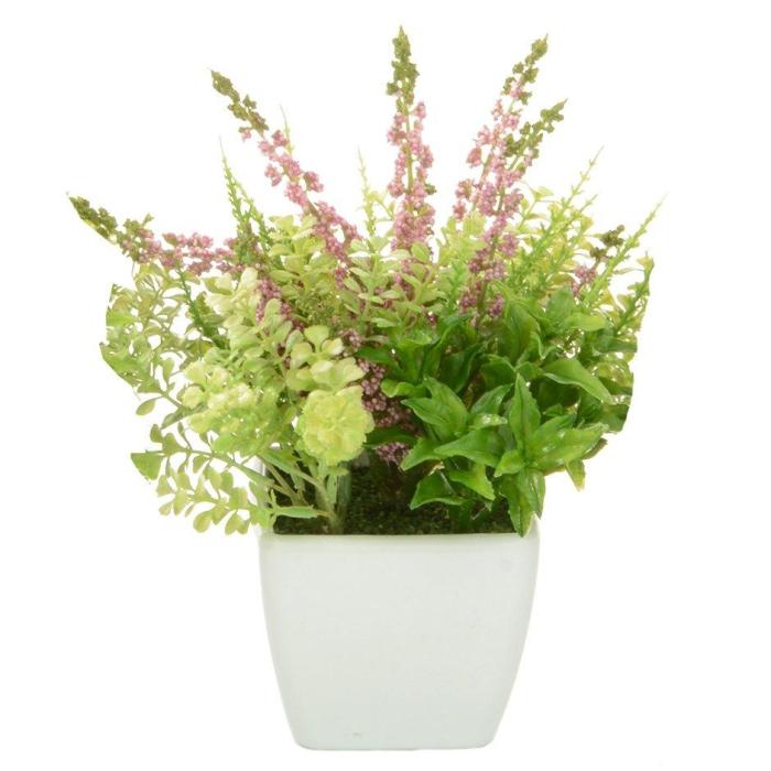 Pavilion Flowers Artificial Erica/Geranium Pot Height 18cm - Pink 2