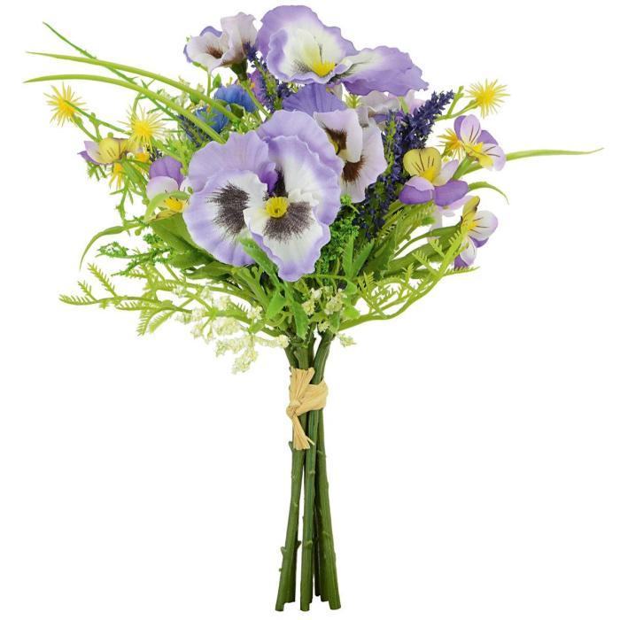 Pavilion Flowers Artificial Pansy & Blossom Bundle Purple Height 22cm 1
