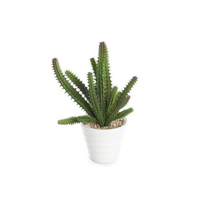 Pavilion Flowers Artificial Potted Succulent In White Pot Height 17cm - C 1
