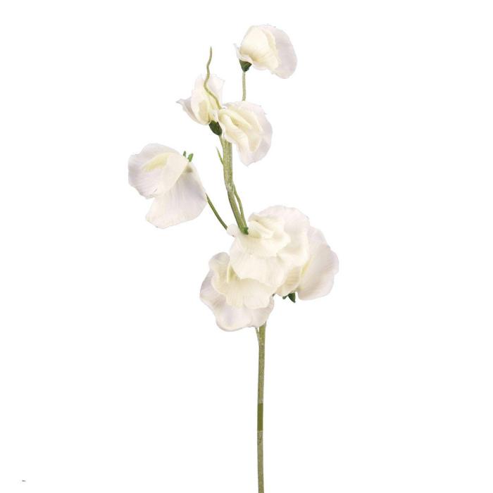 Pavilion Flowers Artificial Sweet Pea Flock Stem White Height 45cm 1