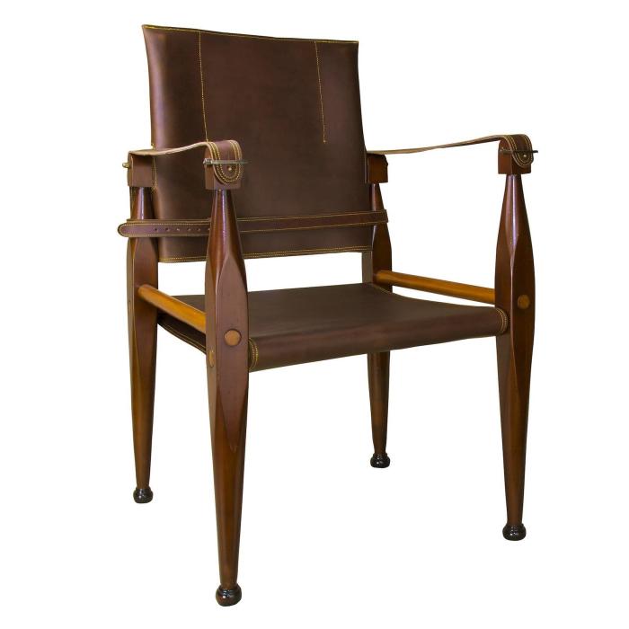 Authentic Models Bridle Leather Campaign Chair in Tan 1