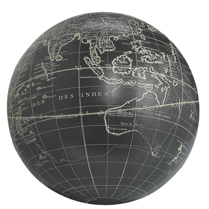 Vaugondy Black World Globe 12cm 1