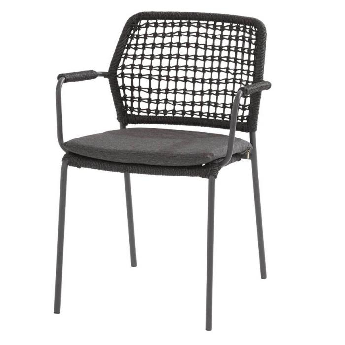 4 Seasons Outdoor Barista Stacking Outdoor Dining Chair with Cushion Set of 6 | Anthracite 1