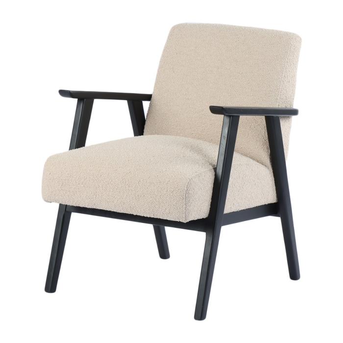 Pavilion Chic Hereford Mid Century Style Armchair in Black/Taupe Boucle 1