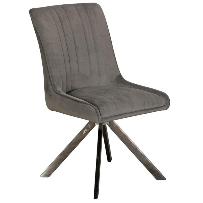 Chloe Velvet Dining Chair in Grey 1